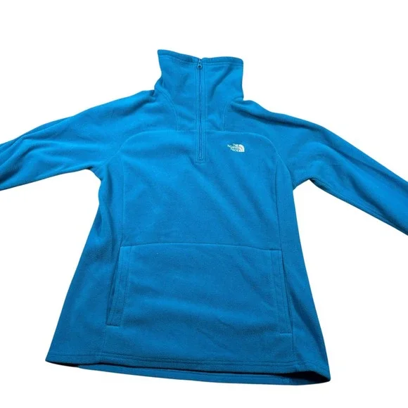 The North Face Turquoise Blue Fleece 1/4 Zip Pullover Jacket Women's Sz M TNF‎ - Picture 2 of 8
